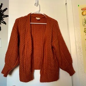 Burnt orange chunky knit cardigan